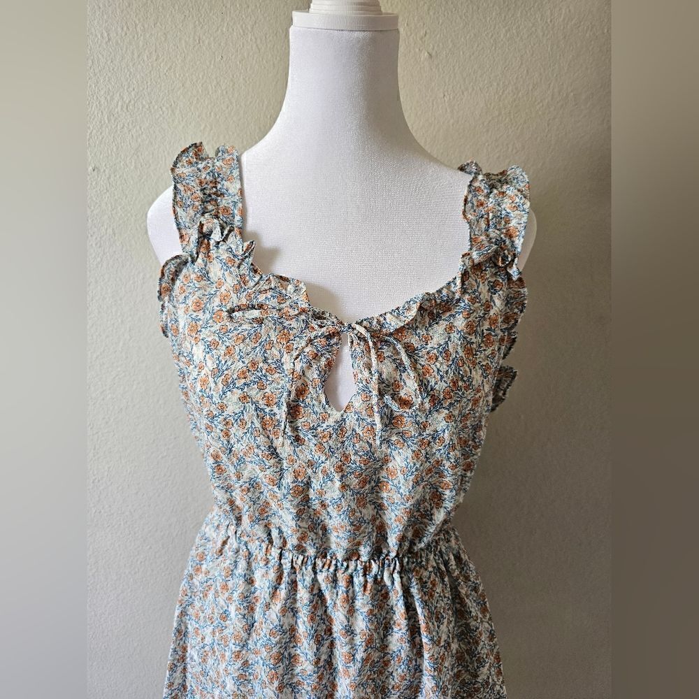 NWT Cupcakes & Cashmere Ivory Ferrara Mini Sleeveless Dress Floral Ruffle Medium - Picture 3 of 8
